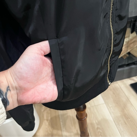 It Girl Black Bomber Jacket Lace Detail Size Medium - Picture 7 of 13